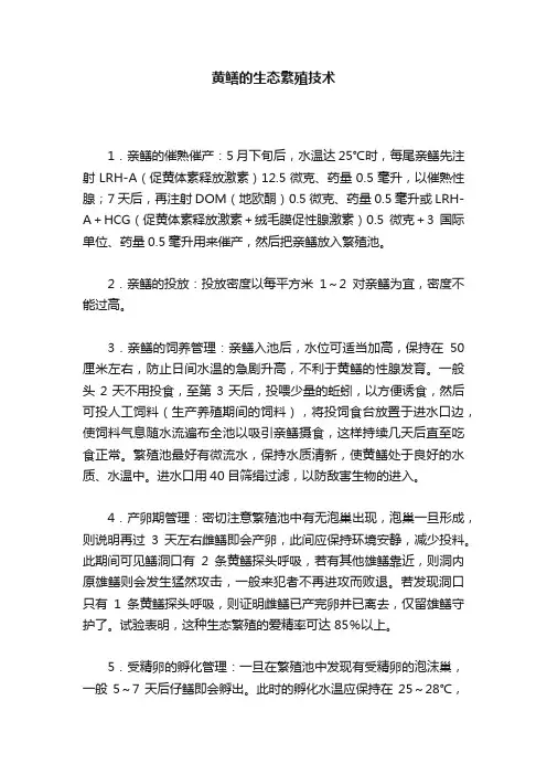 黄鳝的生态繁殖技术
