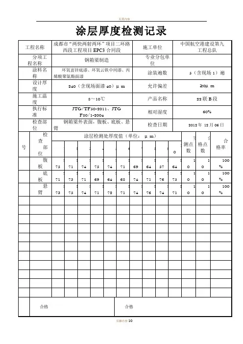 涂层厚度检测记录60068
