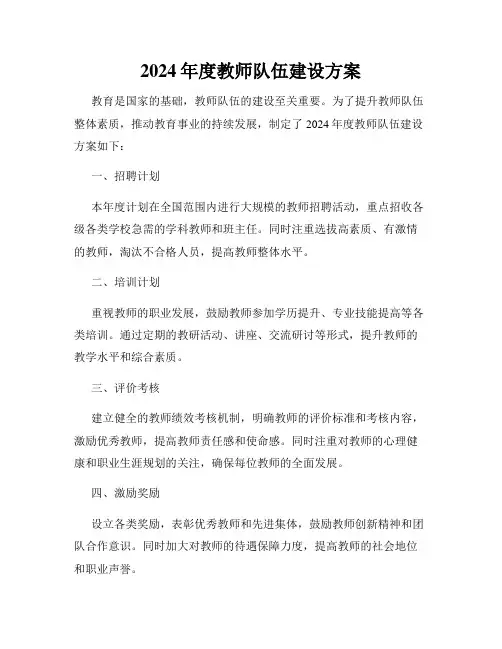 2024年度教师队伍建设方案