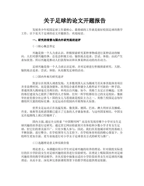 关于足球的论文开题报告