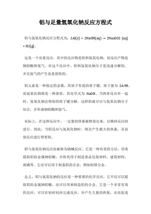 铝与足量氢氧化钠反应方程式