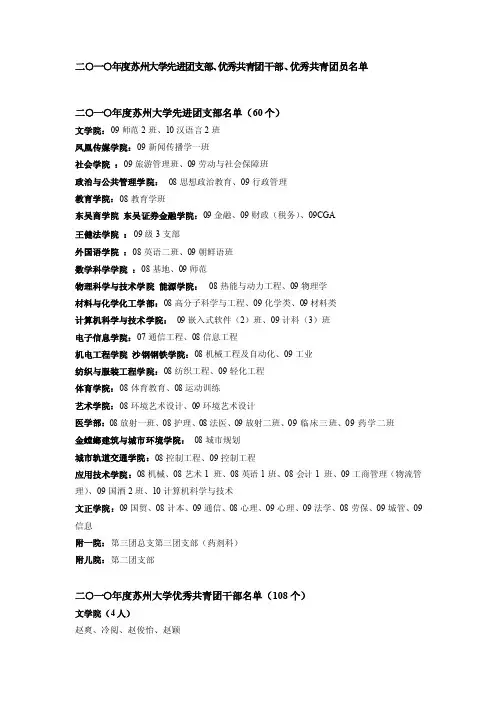 二一年度苏州大学先进团支部-免费阅读