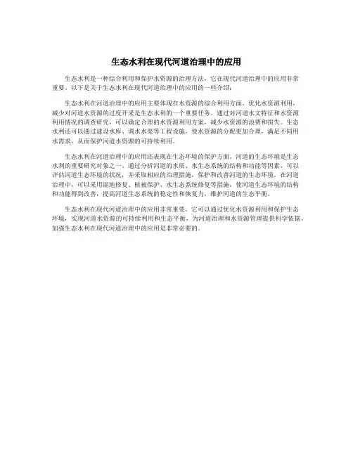 生态水利在现代河道治理中的应用
