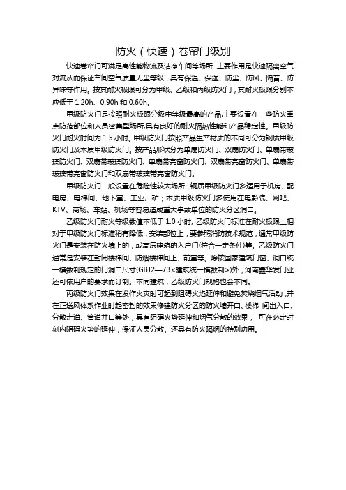 防火(快速)卷帘门级别