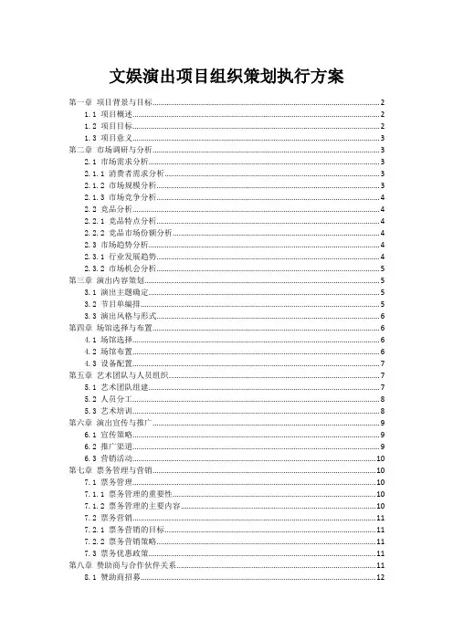 文娱演出项目组织策划执行方案