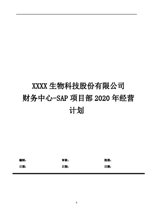 XX生物SAP部门2020年经营计划