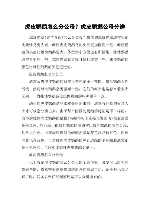 虎皮鹦鹉怎么分公母？虎皮鹦鹉公母分辨
