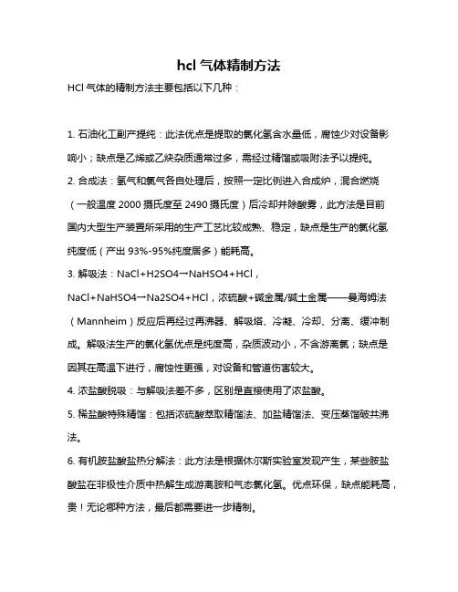 hcl气体精制方法