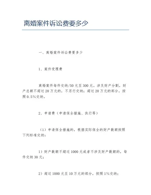离婚案件诉讼费要多少