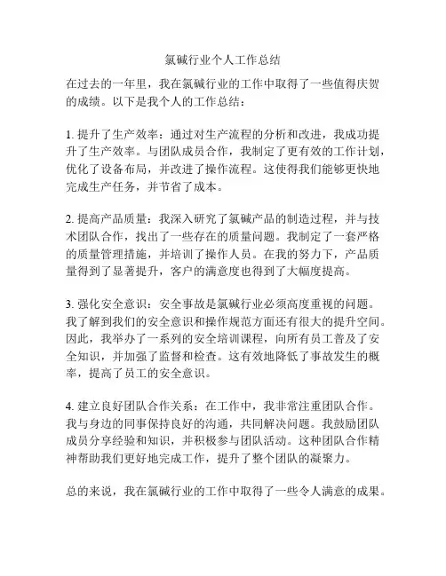 氯碱行业个人工作总结