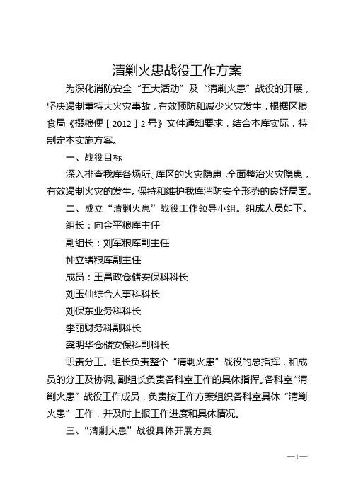 清剿火患战役工作方案