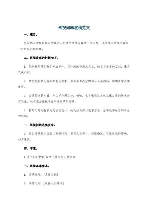 巡视问题底稿范文