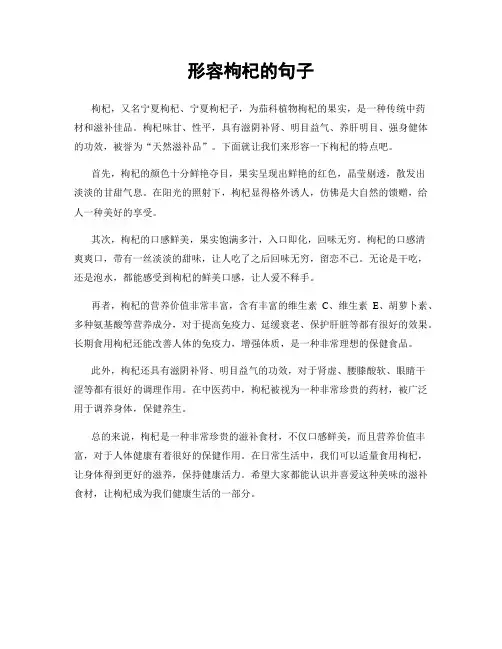 形容枸杞的句子