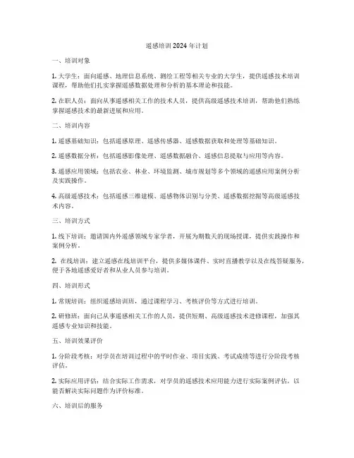 遥感培训2024年计划