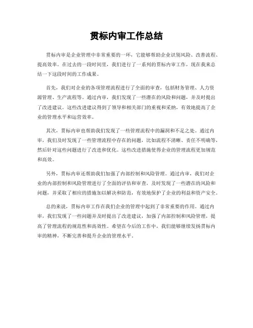 贯标内审工作总结