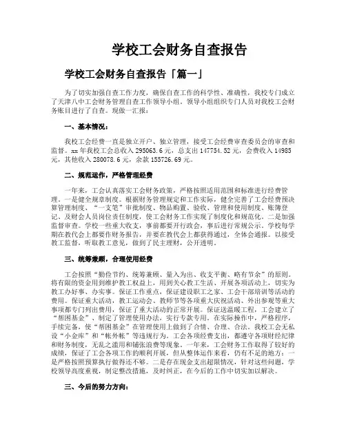 学校工会财务自查报告