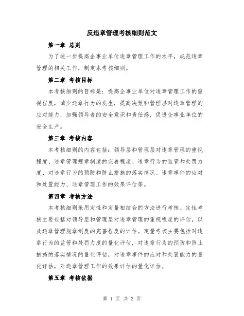 反违章管理考核细则范文