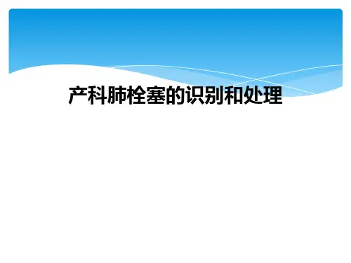 产科肺栓塞的识别和处理【30页】