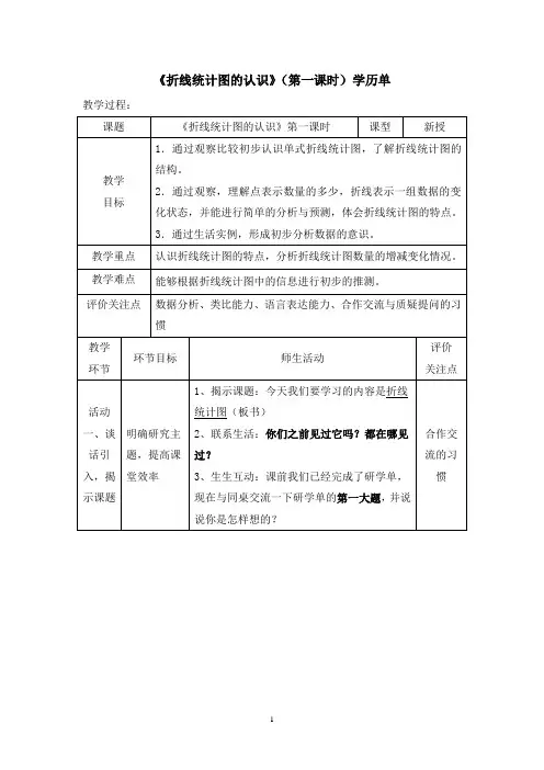 四年级下册数学教案 3.1 折线统计图的认识  沪教版