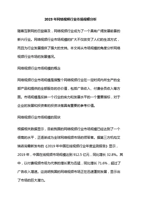 2023年网络视频行业市场规模分析