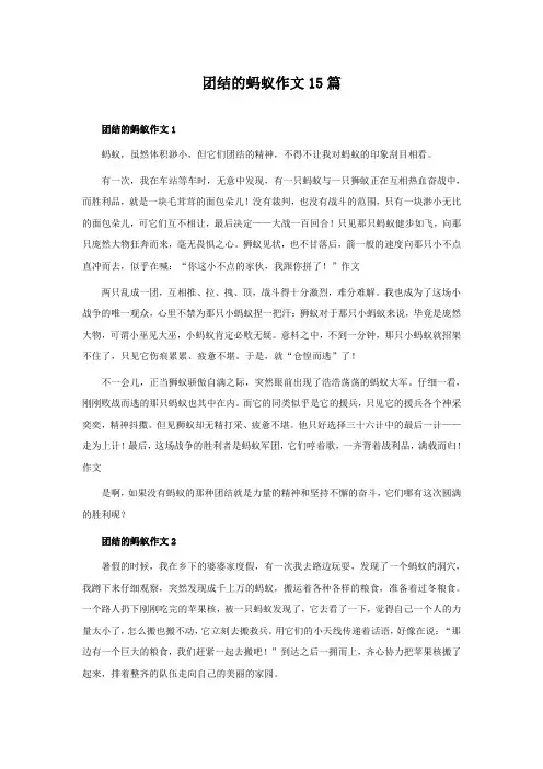 团结的蚂蚁作文15篇