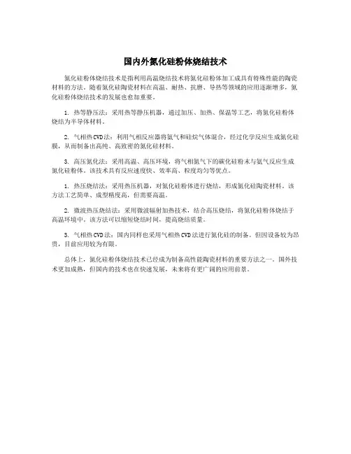 国内外氮化硅粉体烧结技术