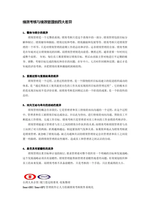 绩效考核与绩效管理的四大差异