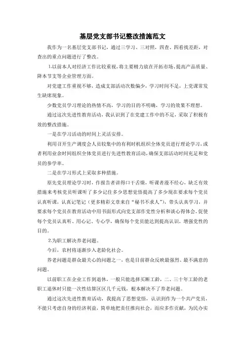 最新-基层党支部书记整改措施范文 精品