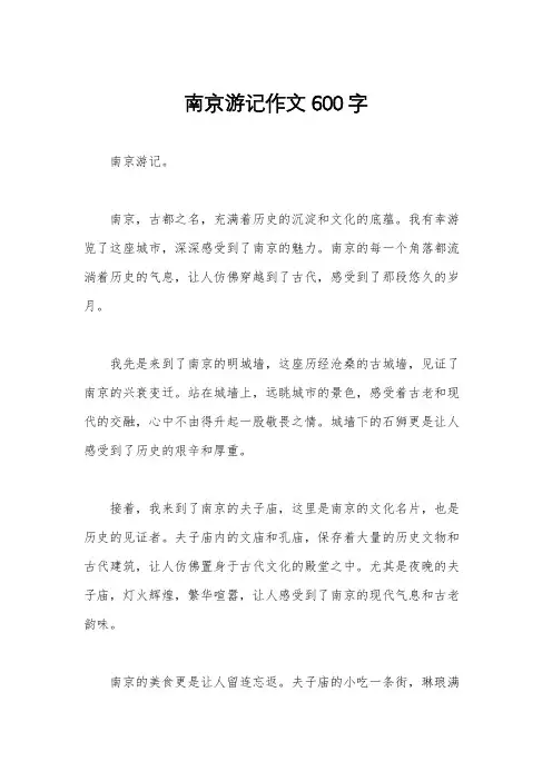 南京游记作文600字