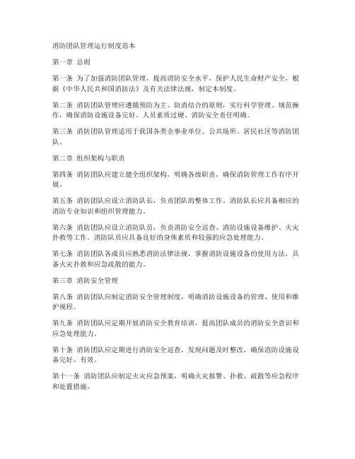 消防团队管理运行制度范本