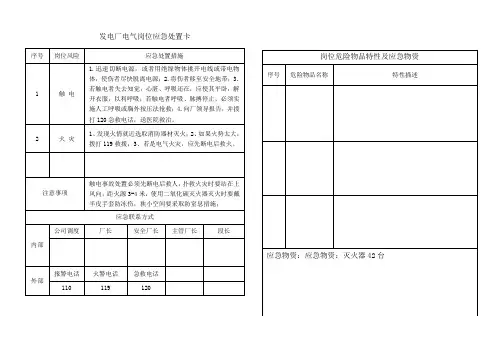 发电厂电气岗位应急处置卡