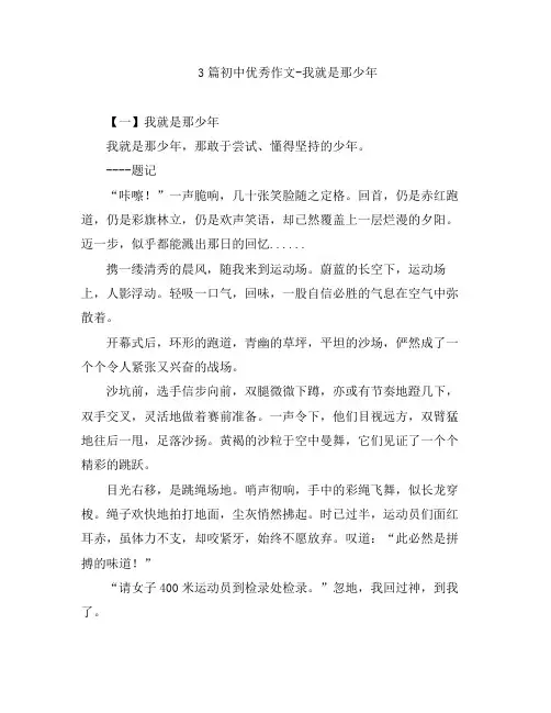 初中语文-3篇初中优秀作文-我就是那少年