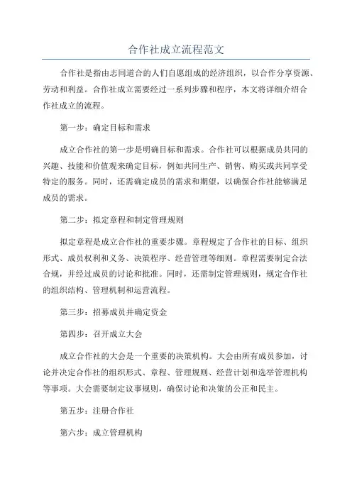 合作社成立流程范文