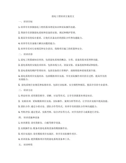 弱电工程培训方案范文