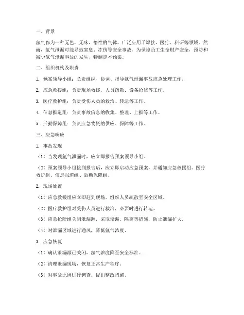 氩气泄漏应急预案
