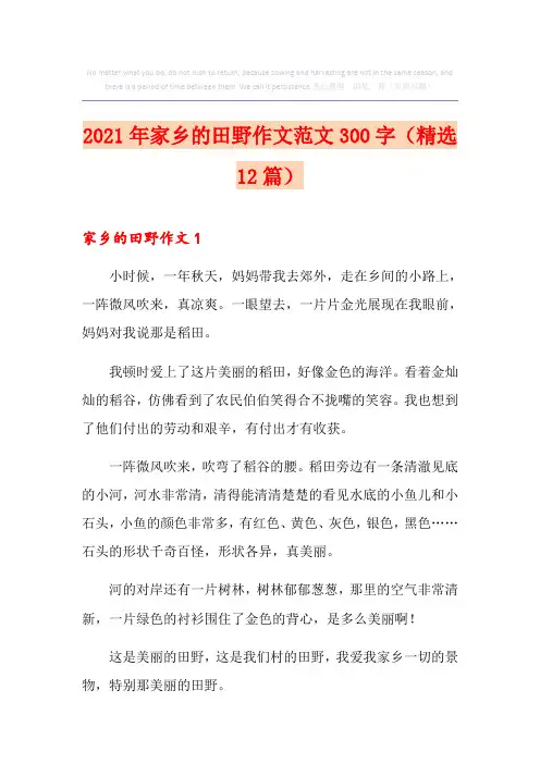 2021年家乡的田野作文范文300字(精选12篇)