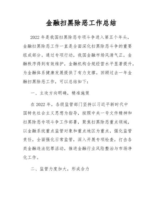 金融扫黑除恶工作总结