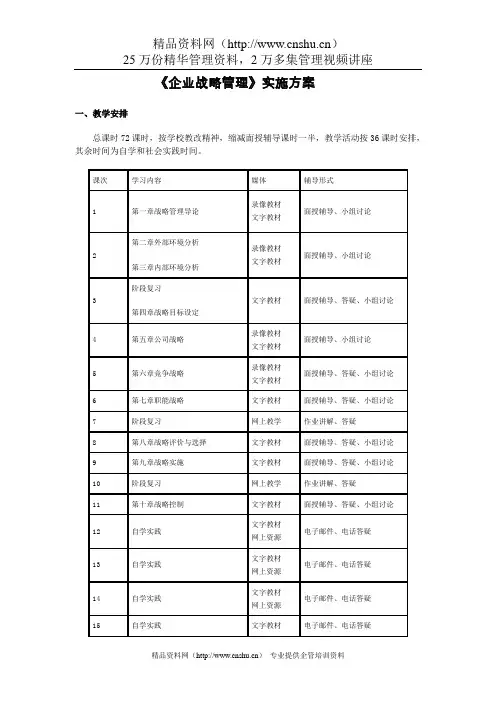 《企业战略管理》实施方案.doc
