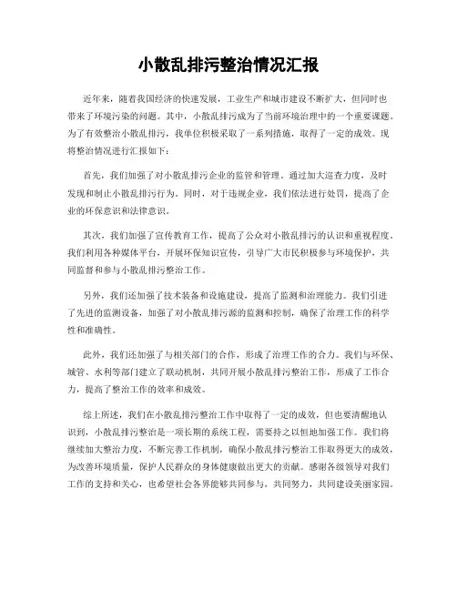小散乱排污整治情况汇报