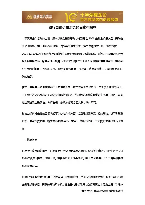 银行白银价格走势的因素有哪些