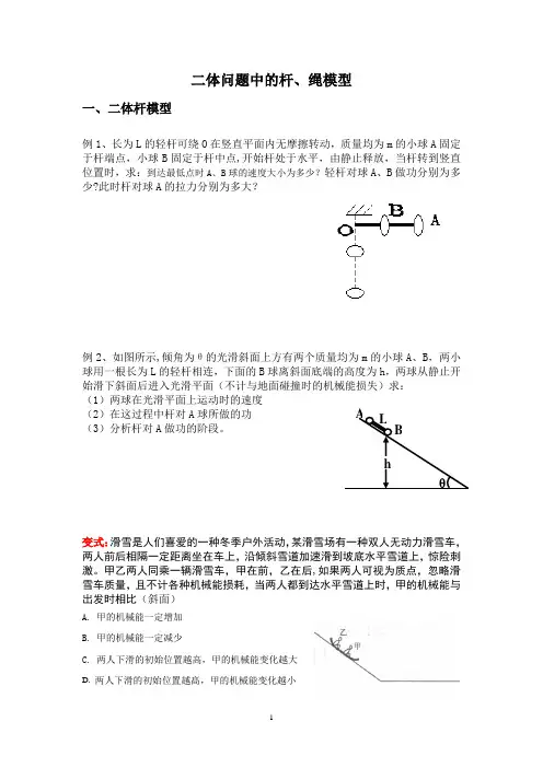 二体问题中杆、绳专题