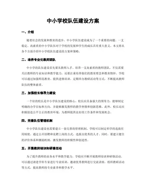 中小学校队伍建设方案