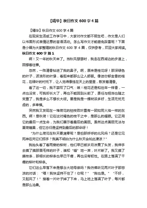 【精华】秋日作文600字4篇