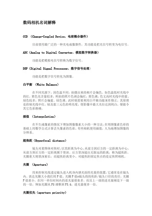 数码相机名词解释-