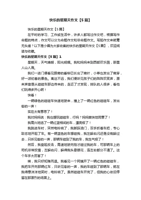 快乐的星期天作文【5篇】