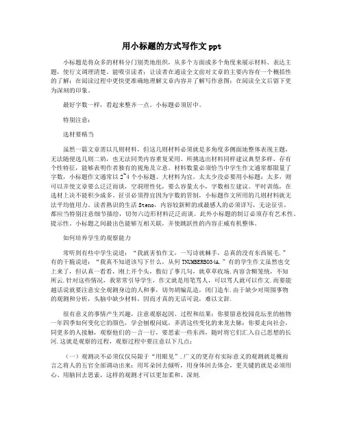 用小标题的方式写作文ppt