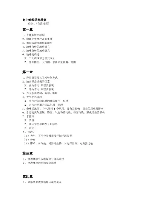 高中地理知识框架
