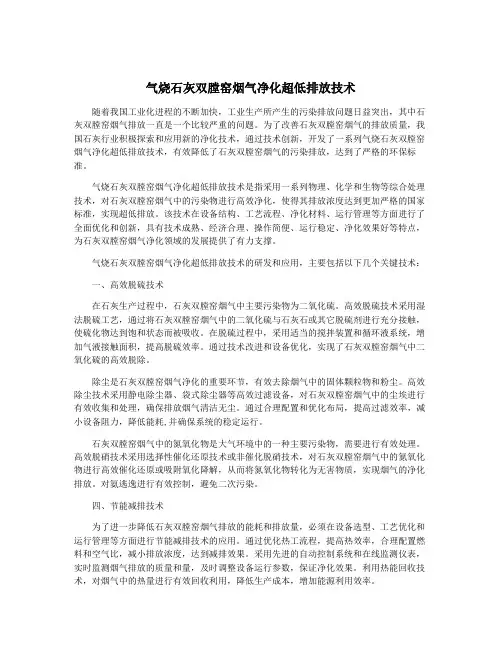 气烧石灰双膛窑烟气净化超低排放技术
