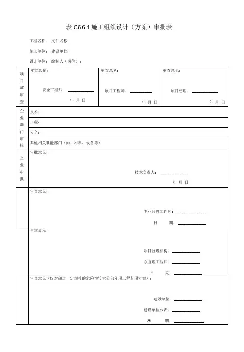 施工组织设计方案审批表