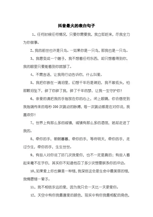 抖音最火的表白句子